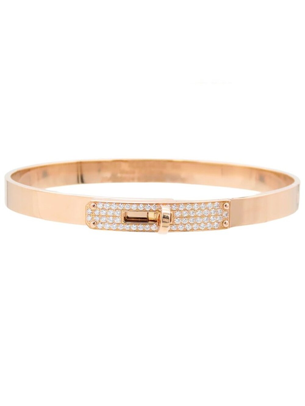 Hermes Kelly Bracelet PM Pink Gold 18K Diamond Bangle